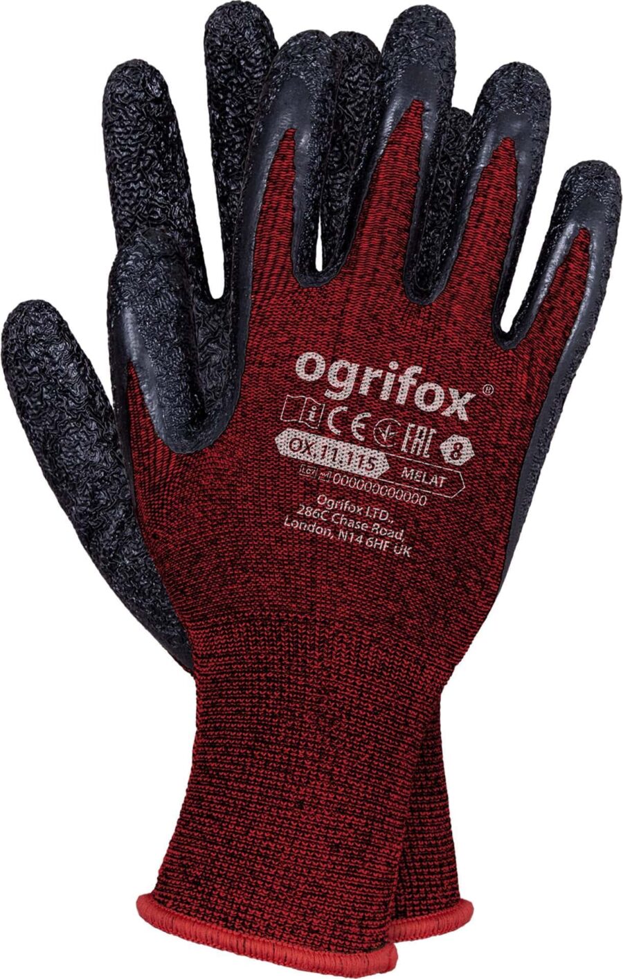 Pracovné rukavice máčané v latexe SPANDEX OX RED