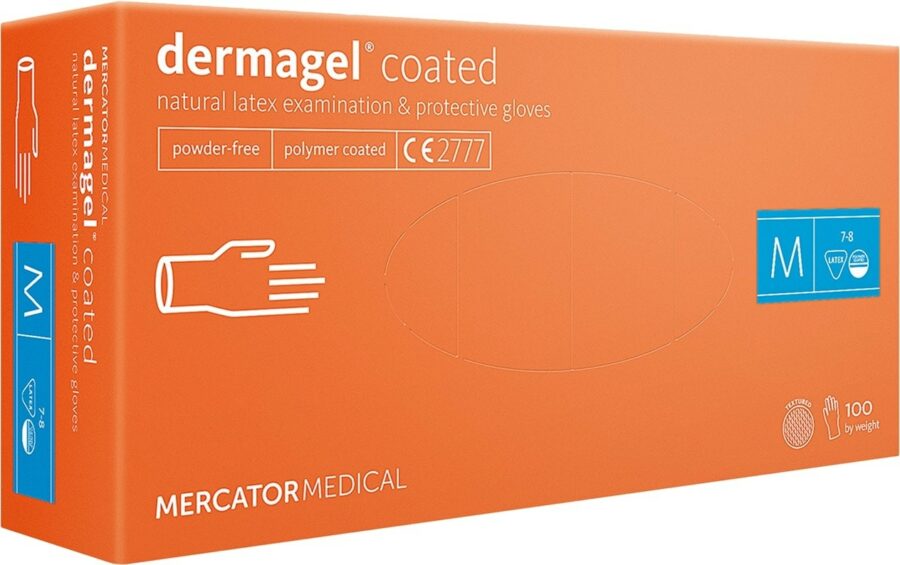 Diagnostické latexové rukavice 100ks MERCATOR Dermagel® púdrované