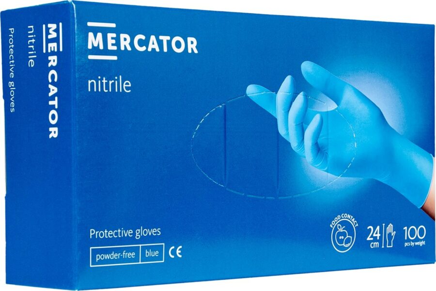 Modré nitrylové jednorázové rukavice 100ks MERCATOR Nitryle nepúdrované