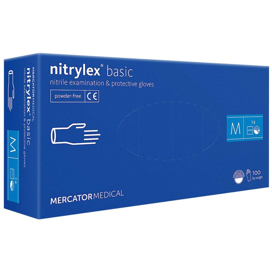 Modré nitrylové jednorázové rukavice 100ks MERCATOR Nitryle nepúdrované (Copy)